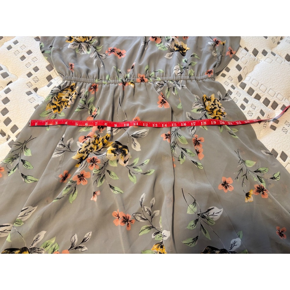 Torrid Grey Floral Flutter Sleeve Midi Dress Plus Size 2X Elastic Waist Knit - Picture 11 of 12